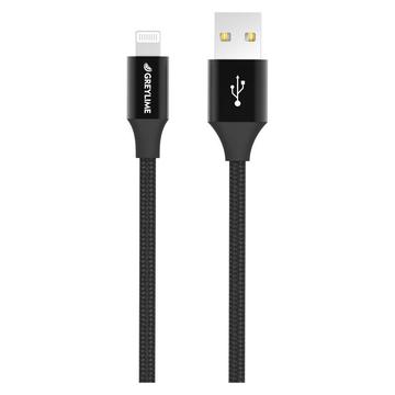 GreyLime Punottu USB-A / Lightning-kaapeli - MFi-sertifioitu - 1m - musta