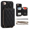 Grid Pattern iPhone 7/8/SE (2020)/SE (2022) TPU -kotelo Lompakolla - Musta