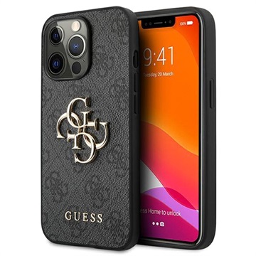 Guess 4G Big Metal Logo iPhone 13 Pro Hybridikotelo - Musta