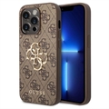 iPhone 15 Pro Guess 4G Big Metal Logo Hybridikotelo - Ruskea