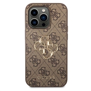 iPhone 15 Pro Guess 4G Big Metal Logo Hybridikotelo - Ruskea