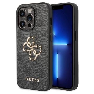 iPhone 15 Pro Guess 4G Big Metal Logo Hybridikotelo - Harmaa