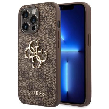 Guess 4G Big Metal Logo iPhone 14 Pro Hybridikotelo - Ruskea