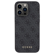 iPhone 15 Pro Guess 4G Metal Gold Logo Hybridikotelo - Harmaa