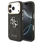 iPhone 18 Pro Guess 4G Metal Logo Gold Frame Kotelo - musta