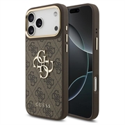 iPhone 18 Pro Max Guess 4G Metal Logo Gold Frame Kotelo - ruskea