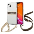 Guess 4G Script & Chain iPhone 13 Mini Kotelo - Läpinäkyvä / Ruskea