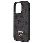 iPhone 15 Pro Max Guess 4G Strass Triangle Metal Logo Kotelo jossa Crossbody Hihna - Musta