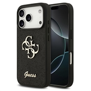 iPhone 18 Pro Guess Fixed Glitter 4G Metal Logo Kotelo - Musta