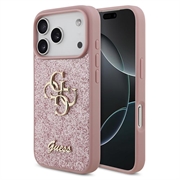 iPhone 18 Pro Guess Fixed Glitter 4G Metal Logo Kotelo - Pinkki
