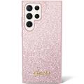 Samsung Galaxy S24 Ultra Guess Glitter Flakes Metal Logo Hybridikotelo - Pinkki