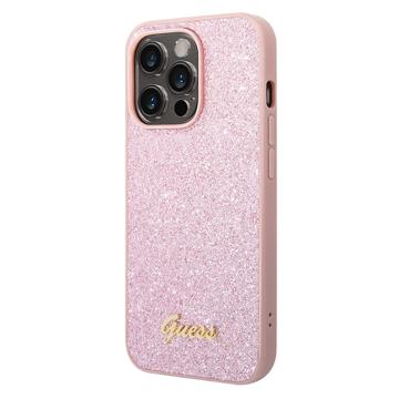 Guess Glitter Flakes Metal Logo iPhone 14 Pro Hybridikotelo - Pinkki