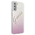 Guess Glitter Gradient Script Samsung Galaxy S21+ 5G Kotelo - Pinkki