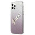 Guess Glitter Gradient Script iPhone 12/12 Pro Kotelo - Pinkki