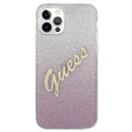 Guess Glitter Gradient Script iPhone 12/12 Pro Kotelo - Pinkki