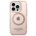 Guess Gold Outline MagSafe iPhone 14 Pro Hybridikotelo