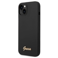 Guess Metal Logo iPhone 14 Silikonikotelo (Avoin pakkaus - Erinomainen) - Musta