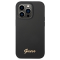 Guess Metal Logo iPhone 14 Pro Silikonikotelo - Musta