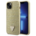 iPhone 15 Guess Rhinestones Triangle Metal Logo Kotelo - Kulta