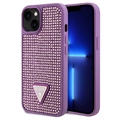 iPhone 15 Guess Rhinestones Triangle Metal Logo Kotelo - Violetti
