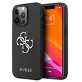 Guess Saffiano 4G Metal Logo iPhone 13 Hybridikotelo - Musta