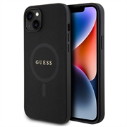 iPhone 15 Plus Guess Saffiano Hybridikotelo - MagSafe-Yhteensopiva - Musta