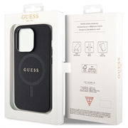 iPhone 15 Pro Guess Saffiano Hybridikotelo - MagSafe-Yhteensopiva - Musta