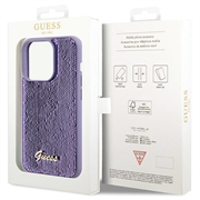 iPhone 15 Pro Guess Sequin Script Logo Kotelo - Violetti