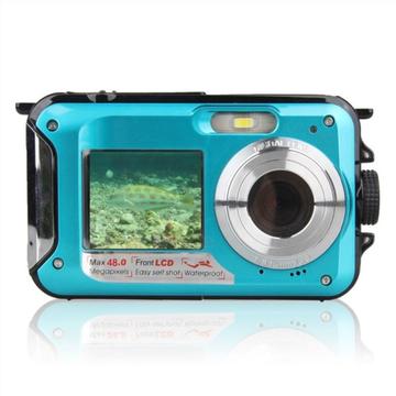 HD368 Vedenpitävä digitaalinen kamera Full HD 2.7K 48MP 16X vedenalainen kamera kaksoisnäytöllä - sininen
