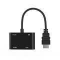 HDMI-HDMI- ja VGA-sovitin, jossa on mikro-USB-portti virransyöttöä varten ja 3.5mm:n ääniliitin