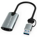 HU-04A 2-in-1 HDMI-USB-C/USB-A -videokaappauskortti - harmaa
