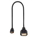 Hama Flexi-Slim MicroUSB OTG sovitinkaapeli - 0.15m - Musta