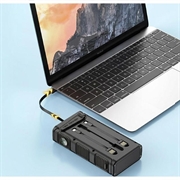 Käsikäyttöinen aurinkovoimainen varavirtalähde 30000mAh, SOS-hälytys, kompassi ja taskulamppu - musta