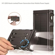 Käsikäyttöinen aurinkovoimainen varavirtalähde 30000mAh, SOS-hälytys, kompassi ja taskulamppu - musta