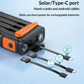 Käsikäyttöinen aurinkovoimainen varavirtalähde 30000mAh, SOS-hälytys, kompassi, taskulamppu - oranssi / musta