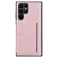 Hanman Mika Samsung Galaxy S23 Ultra 5G Kotelo Lompakolla - Ruusukulta
