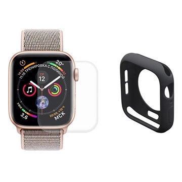 Hat Prince Apple Watch Series SE (2022)/SE/6/5/4 Full Suojaussetti - 44mm - Musta