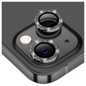 Hat Prince Glitter iPhone 14/14 Plus Kameralinssin Panssarilasi - 9H - Musta
