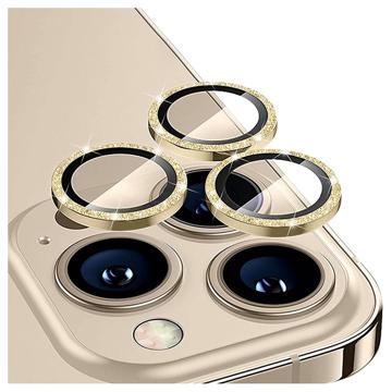 Hat Prince Glitter iPhone 14 Pro/14 Pro Max Kameralinssin Panssarilasi - 9H - Kulta