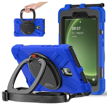 Samsung Galaxy Tab Active5 Heavy Duty 360 Suojakotelo Käsihihnalla - Sininen / Musta