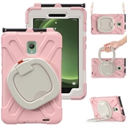 Samsung Galaxy Tab Active5 Heavy Duty 360 Suojakotelo Käsihihnalla - Pinkki / Valkoinen