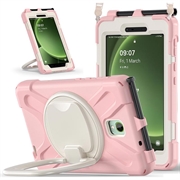 Samsung Galaxy Tab Active5 Heavy Duty 360 Suojakotelo Käsihihnalla - Pinkki / Valkoinen