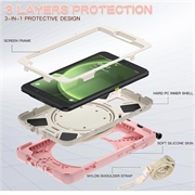 Samsung Galaxy Tab Active5 Heavy Duty 360 Suojakotelo Käsihihnalla - Pinkki / Valkoinen