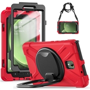Samsung Galaxy Tab Active5 Heavy Duty 360 Suojakotelo Käsihihnalla - Punainen / Musta