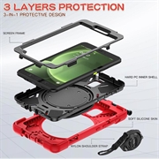 Samsung Galaxy Tab Active5 Heavy Duty 360 Suojakotelo Käsihihnalla - Punainen / Musta