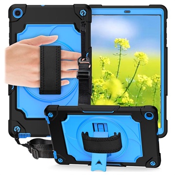 Samsung Galaxy Tab A 10.1 (2019) Heavy Duty 360 Suojakuori Rannehihnalla - Sininen / Musta