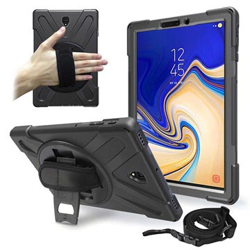 Samsung Galaxy Tab S4 Heavy Duty 360 Suojakuori Rannehihnalla - Musta