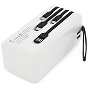 Hepu XL HP210 40000mAh Powerbank USB-C/Lightning/USB-A/MicroUSB-kaapeleilla - Valkoinen