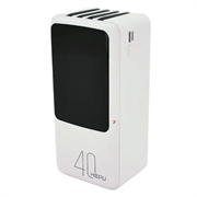 Hepu XL HP210 40000mAh Powerbank USB-C/Lightning/USB-A/MicroUSB-kaapeleilla - Valkoinen