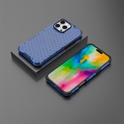 iPhone 16 Pro Max Honeycomb Armored Hybridikotelo - Sininen